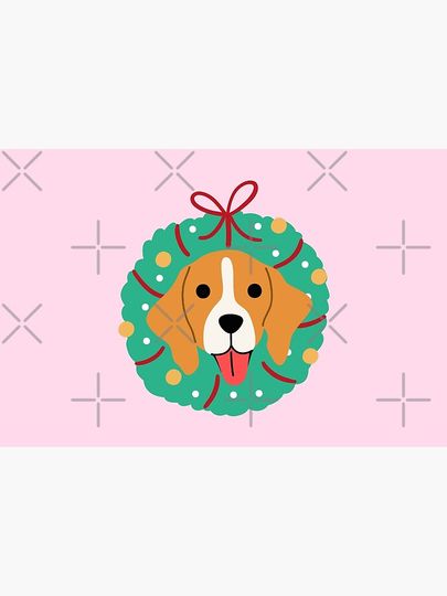 Beagle Dog Christmas Wreath Bath Mat