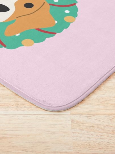 Beagle Dog Christmas Wreath Bath Mat