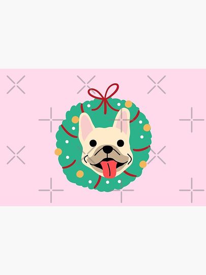 French Bulldog Christmas Wreath Bath Mat