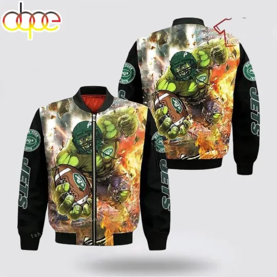 football New York Jets Hulk All Over Print Bomber Jacket