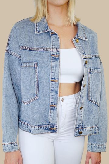 Dallas (Navy) Lips Print Denim Jacket