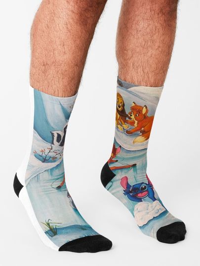 Christmas Bambi and Friends Socks