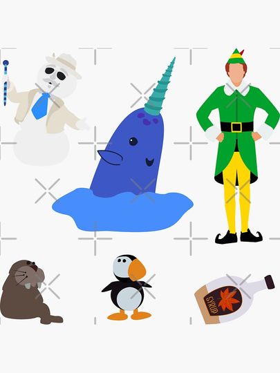 Elf Sticker Pack | Narwal Snowman Arctic Puffin | Buddy the Elf Sticker