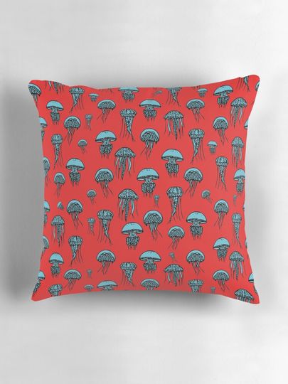 blue jellyfish Pillow