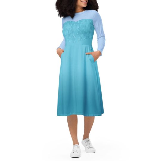Elsa Costume Long Sleeve Midi Dress