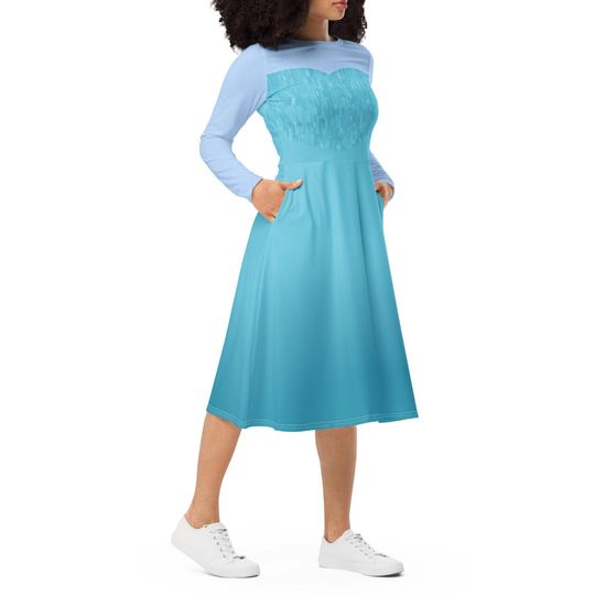 Elsa Costume Long Sleeve Midi Dress