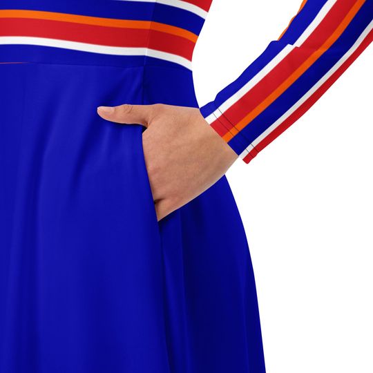 Orange Puppet Friends All-over print long sleeve midi dress