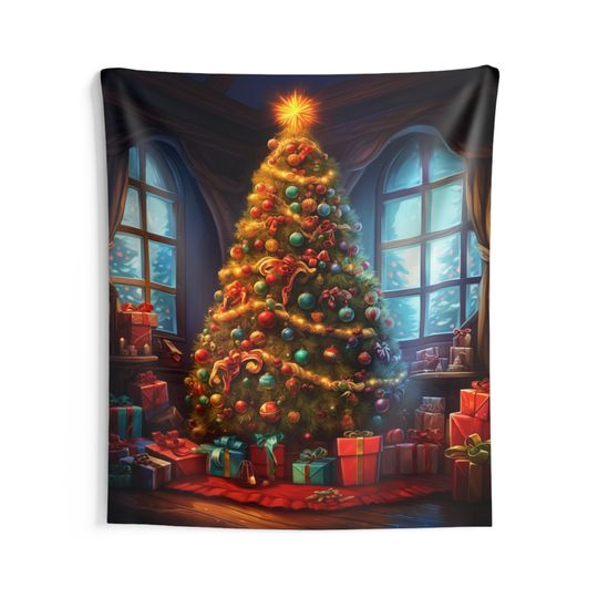 Christmas Tree Tapestry, Xmas Wall Art