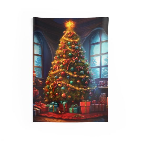 Christmas Tree Tapestry, Xmas Wall Art