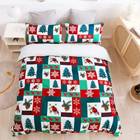 3D Christmas Trees Snowflake Bedding Set | Christmas Gift | Christmas Decor
