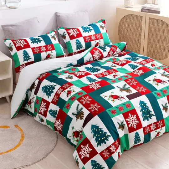 3D Christmas Trees Snowflake Bedding Set | Christmas Gift | Christmas Decor
