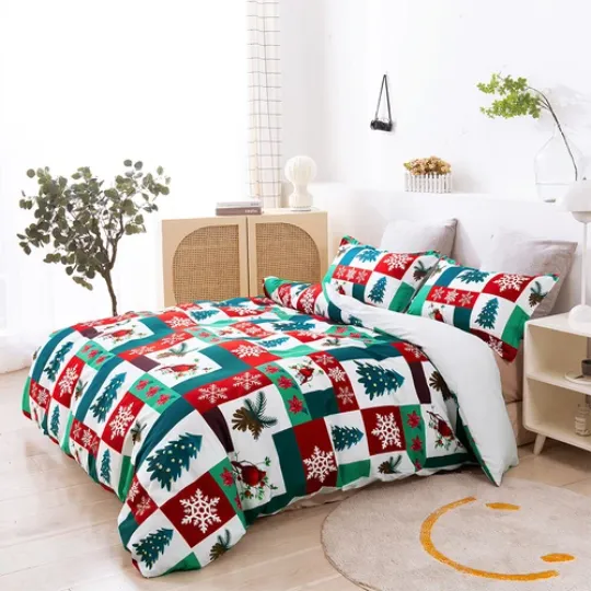 3D Christmas Trees Snowflake Bedding Set | Christmas Gift | Christmas Decor