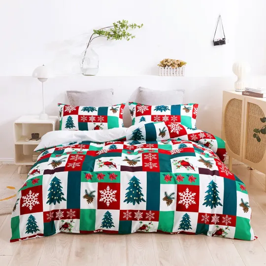3D Christmas Trees Snowflake Bedding Set | Christmas Gift | Christmas Decor