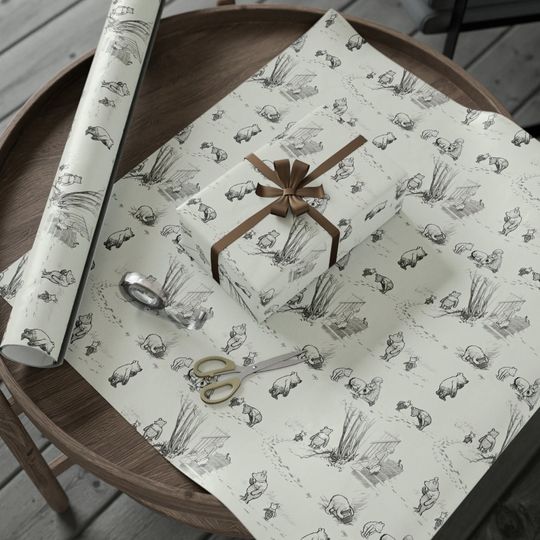 Classic Winnie the Pooh Wrapping Paper - Pooh Bear and Piglet