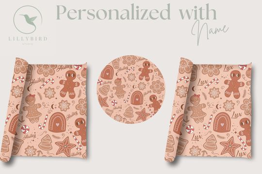 Gingerbread Retro Gift Wrapping Paper Christmas Gift