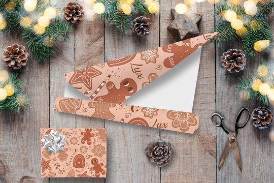 Gingerbread Retro Gift Wrapping Paper Christmas Gift