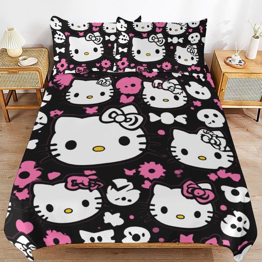Kawaii Cute HK Bed Set, Hello Kitty Bedding Gifts, Perfect Gift For Her