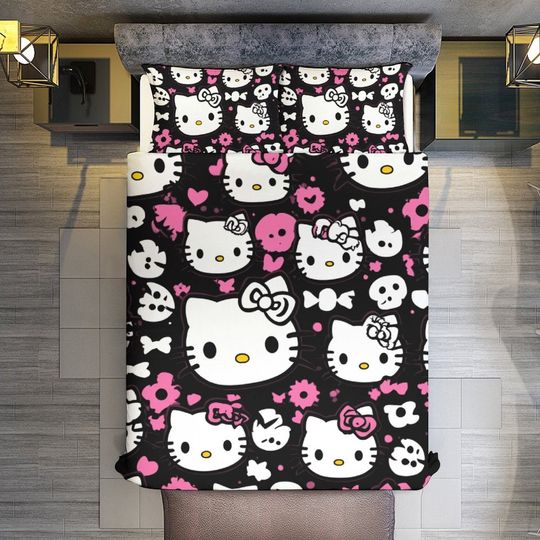 Kawaii Cute HK Bed Set, Hello Kitty Bedding Gifts, Perfect Gift For Her