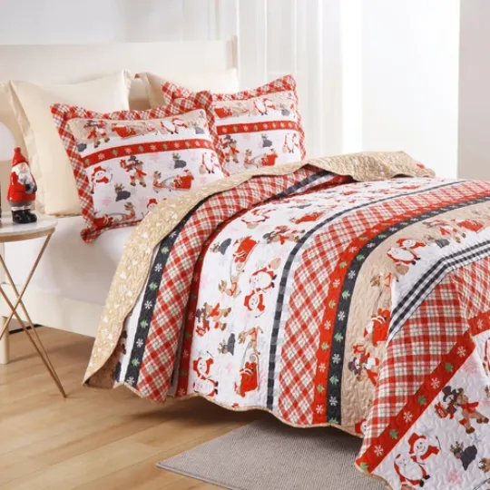 Christmas Plaid Sleigh Bedding Set | Christmas Gift | Christmas Decor