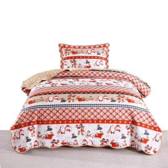 Christmas Plaid Sleigh Bedding Set | Christmas Gift | Christmas Decor