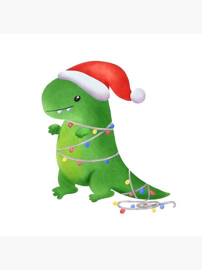 Christmas t-rex Pillow