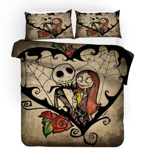 3D Skull Christmas Pattern Bedding Set | Christmas Gift | Christmas Decor