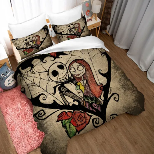 3D Skull Christmas Pattern Bedding Set | Christmas Gift | Christmas Decor