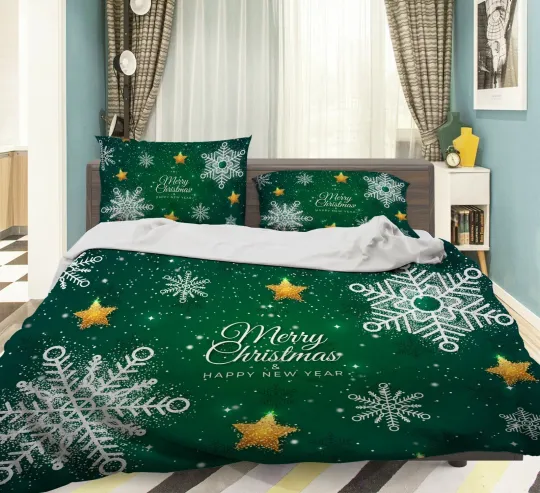 3D Xmas Snowflakes Bedding Set | Christmas Gift | Christmas Decor