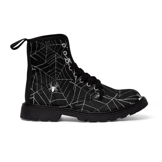 Women's Spider Web Boots - Halloween Design, Trendsetting & Comfy