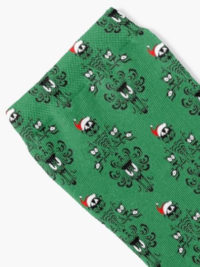 Christmas Haunted Mansion Dark Green Socks