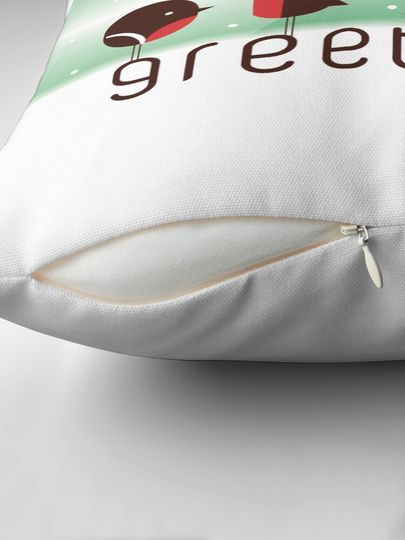 Seasons greetings robin christmas card Pillow