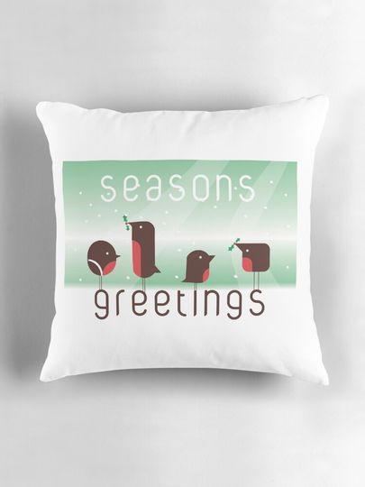 Seasons greetings robin christmas card Pillow