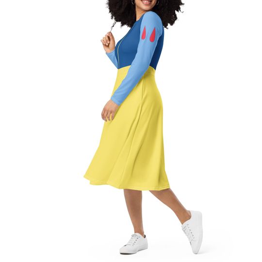 Snow White Costume Long Sleeve Midi Dress - Made to Order