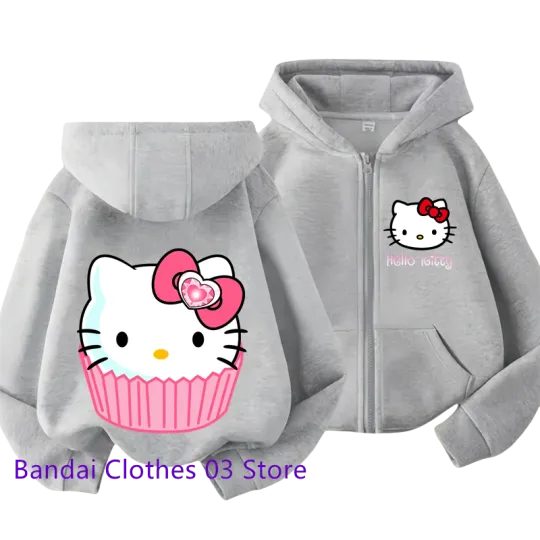 Hello Kitty Zip Hoodie | Kawaii Sanrio Hello Kitty Pattern Hoodie
