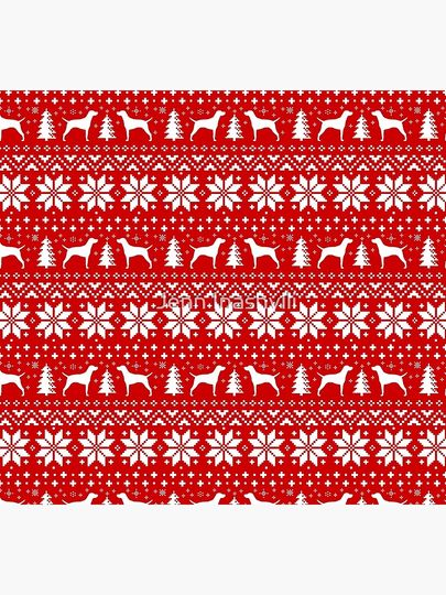 Vizsla Silhouettes Red and White Christmas Holiday Pattern Socks