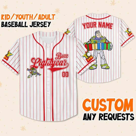 Custom Toy Story Buzz Lightyear Christmas, Disney Baseball Jersey