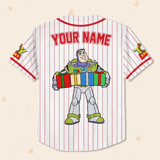 Custom Toy Story Buzz Lightyear Christmas, Disney Baseball Jersey