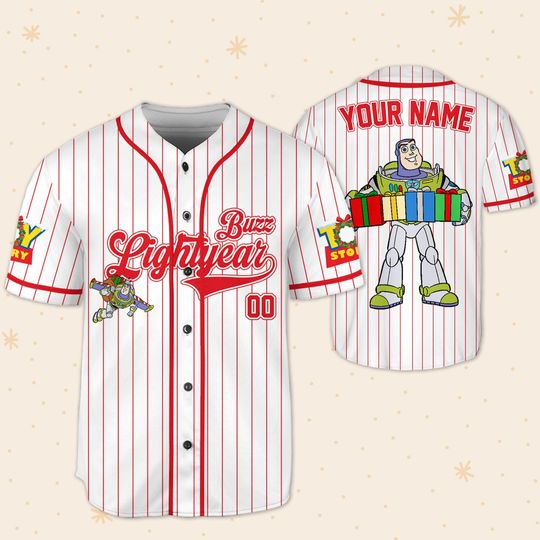 Custom Toy Story Buzz Lightyear Christmas, Disney Baseball Jersey