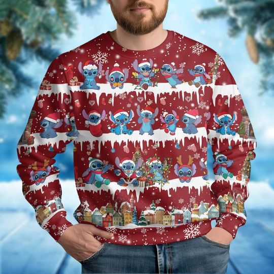 Stitch Ugly Christmas Sweater, Disney Stitch Santa Xmas Sweater