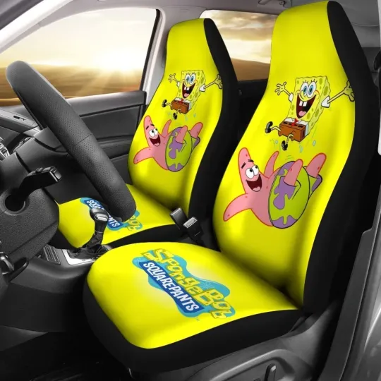 Funny Spongebob Car Seat Covers Cartoon Gift For Fans