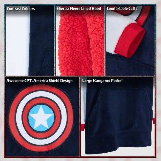 Marvel Oversized Hoodie Blanket for Men - Captain America