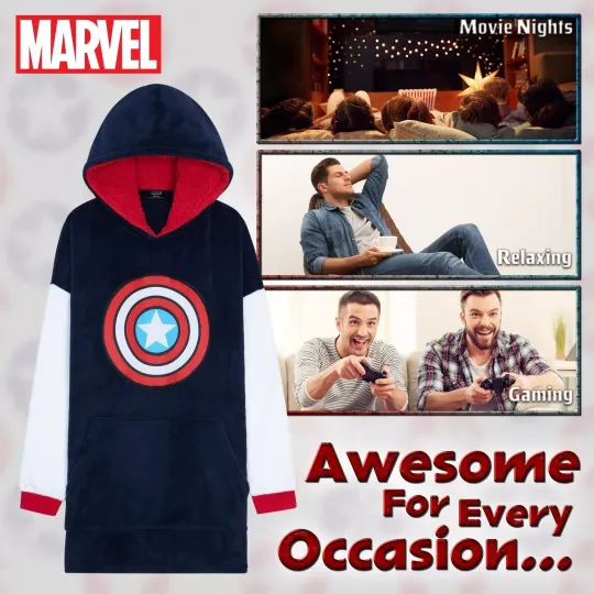 Marvel Oversized Hoodie Blanket for Men - Captain America