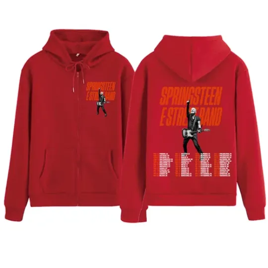 Bruce Springsteen and E Street Rock Band 2024 Tour Zipper Zip-up Hoodie