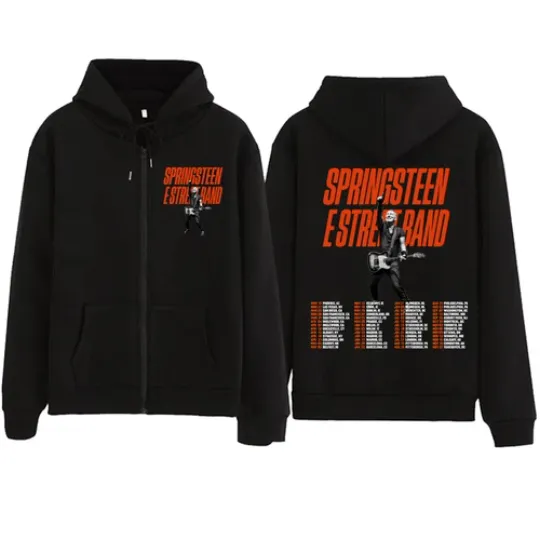 Bruce Springsteen and E Street Rock Band 2024 Tour Zipper Zip-up Hoodie