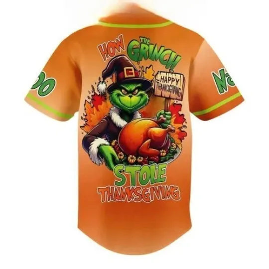 The funny character How It Stole Thanksgiving Happy Hallothanksmas Baseball Jersey