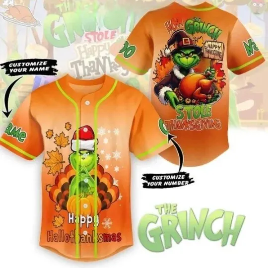 The funny character How It Stole Thanksgiving Happy Hallothanksmas Baseball Jersey