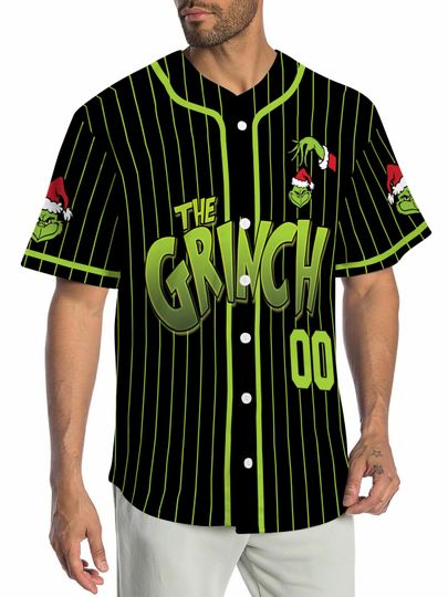 Personalized The Grinched Baseball Jersey, Disney The Grinched Baseball Jersey