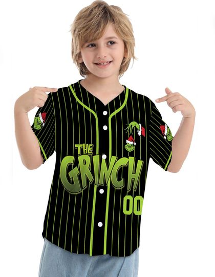 Personalized The Grinched Baseball Jersey, Disney The Grinched Baseball Jersey