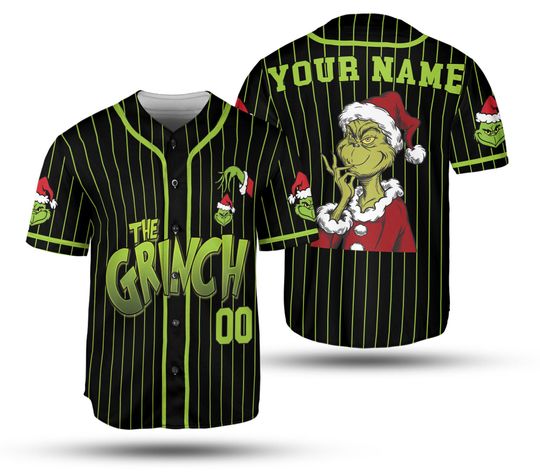 Personalized The Grinched Baseball Jersey, Disney The Grinched Baseball Jersey