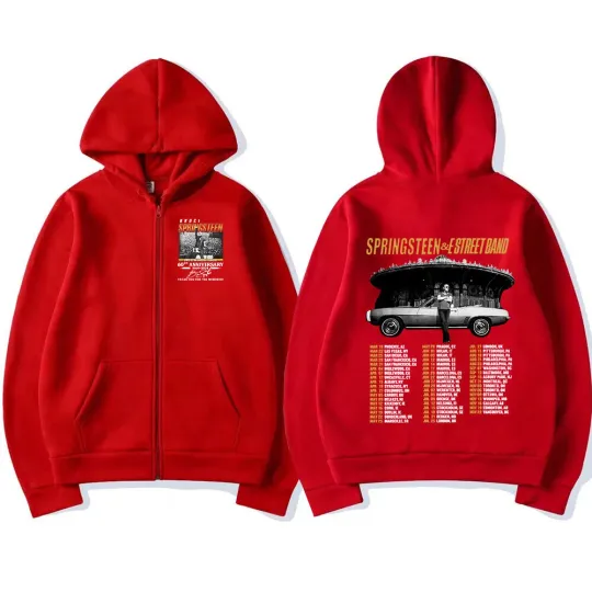 Bruce Springsteen and E Street Rock Band 2024 Tour Zipper Zip-up Hoodie